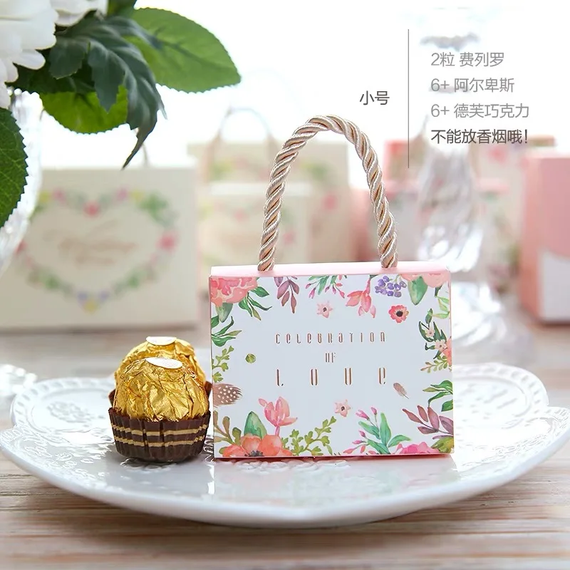 AVEBIEN 50 шт. романтическая Клевер коробка для конфет с цветами свадебные сувениры и подарки коробки для конфет розовая любовь ручной мешок шоколадная бумага подарочная коробка - Цвет: C 8x6x4cm