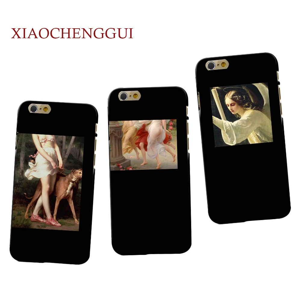 

Fashion Retro Oil Painting Abstract character Matte Hard Plastic Phone Case For iPhone 6 6S Plus 7 8 x 8plus 5s 4 Back Cover Bag