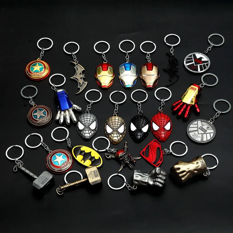 

Super hero Marvel The Avengers Keychain Toys Iron Man Captain America Spider-man Thor Superman Deadpool Shield Batman Key Chain