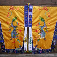 Высокое качество унисекс Taoist Защитная Униформа Taoism вышивка драконы кунг-фу платье Единоборства Костюмы Одежда robesyellow