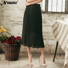 Летняя плиссированная шифоновая юбка Женская Повседневная миди юбки корейский стиль модная однотонная черная розовая юбка женская тонкая Русалка Saia