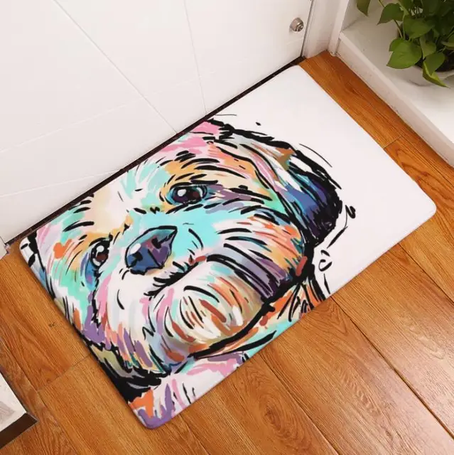Bath Mat Dog Printed Mat 50x80cm Toilet Carpet Absorbent Shower