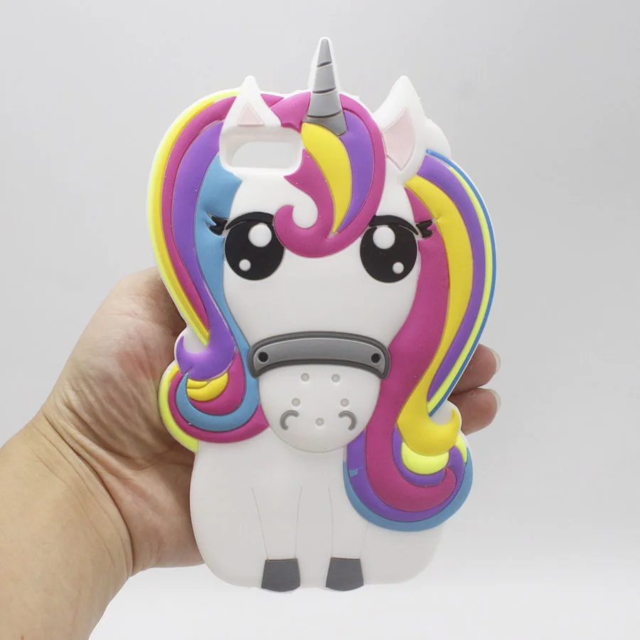 

NEW 3D Cute Cartoon Rainbow Unicorn Soft Silicone Rubber Case Cover For Huawei P8 5.2 & P8Lite P8 lite P8 mini Pony Horse Case