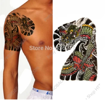 

3pcs 2018 big large Black Dragon designs Temporary tattoo stickers Waterproof arm painting tatoo drawings cool men free shipping