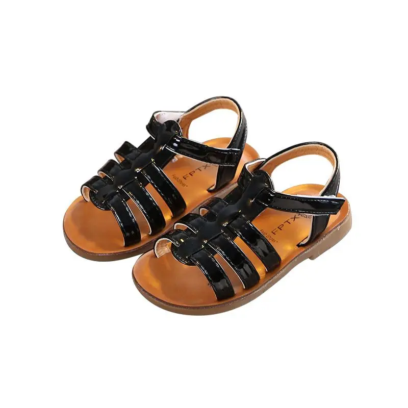 Kids Sandals Bright leather Open Toe Shoes Children Soft Sole Shoes