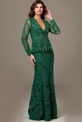 2018 vestido de noiva с v-образным вырезом винтажное кружевное женское вечернее платье с длинным рукавом для выпускного вечера сексуальное платье