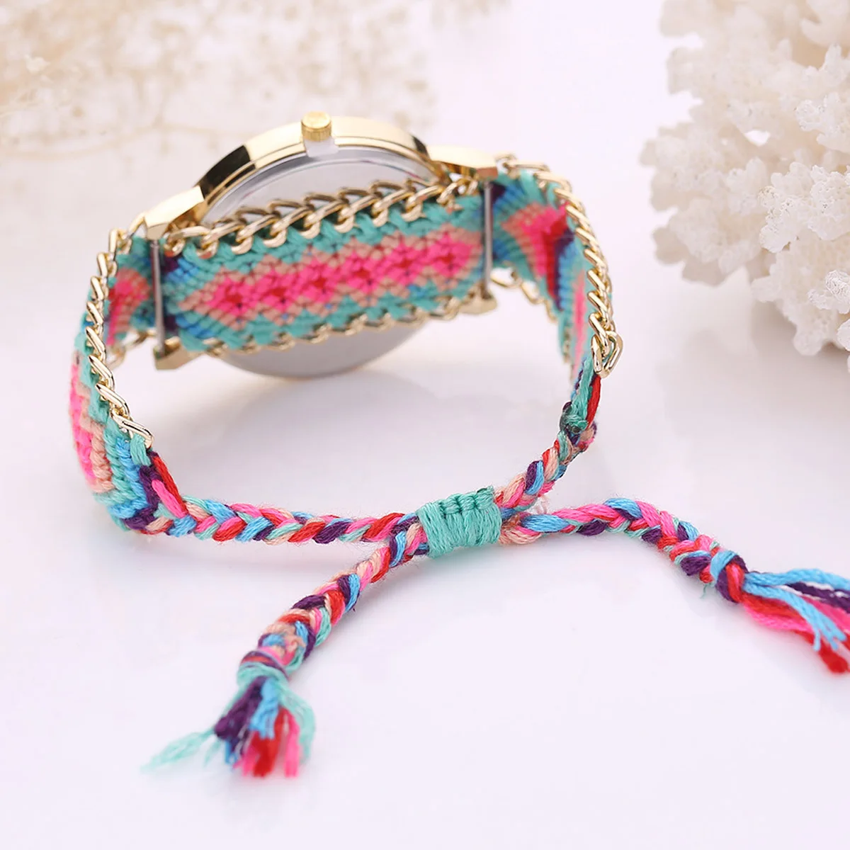 Fashion Handmade Casual Geneva Quartz Women Girls Braided Colorful Friendship Bracelet Watch Relogio Feminino Gift Dress Watches