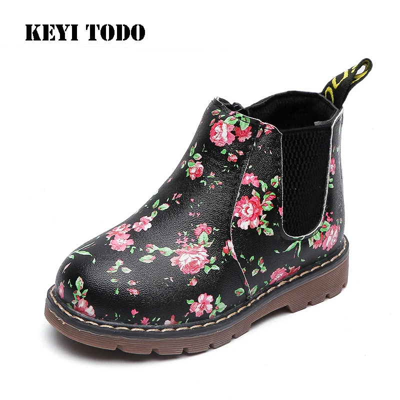 

2018 autumn winter new girl Princess boots floral Martin Boots new children anti-slip children soft girl short boots B58