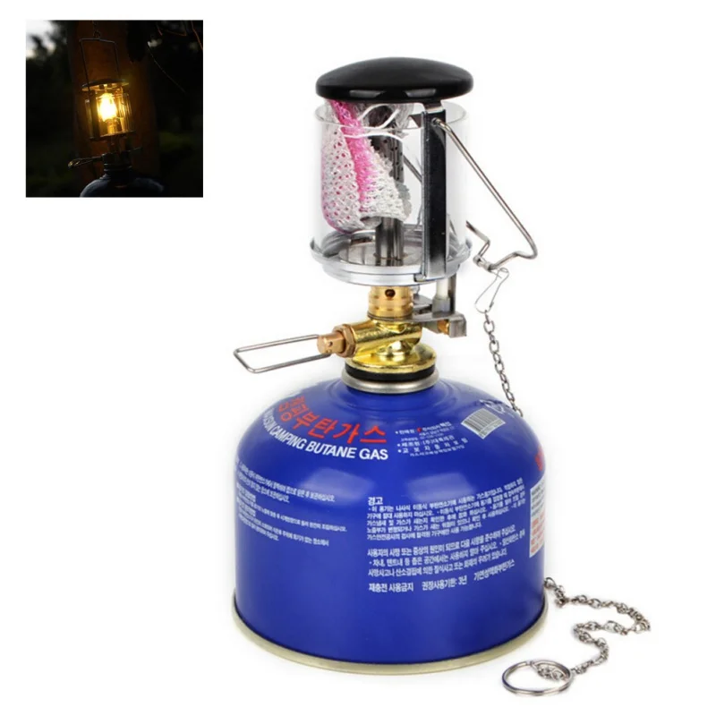 60LUX Mini Portable Camping Lantern Gas Light Tent Lamp Torch Hanging