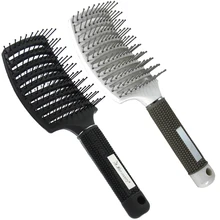 ABS նյութի մազերի կոր կափույր խոզանակ 2 գույնի մեծ մազերի խնամքի խոզանակ CB-02 գլխամաշկի մերսման համար Մազերի խնամքի համար Wig Brush Hot Sale