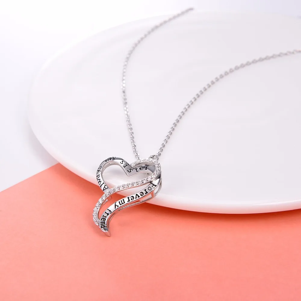 SILVERCUTE Любовь Сердце дружба ожерелье для женщин Подвеска лучших друзей хорошее