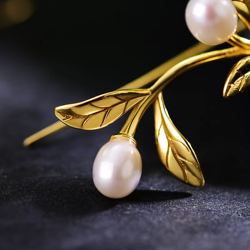 Lotus Fun Real 925 Sterling Silver Earrings Pearl Pink Freshwater Pearls Leaf Drop Earring Wedding Earings Fashion Jewelry 2018