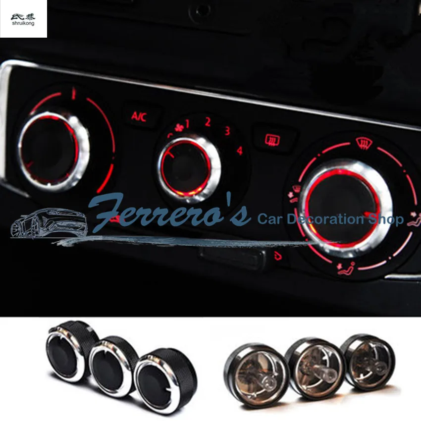 3Pcs/lot ABS Black Air Conditioning Knob Air Conditioner Switch