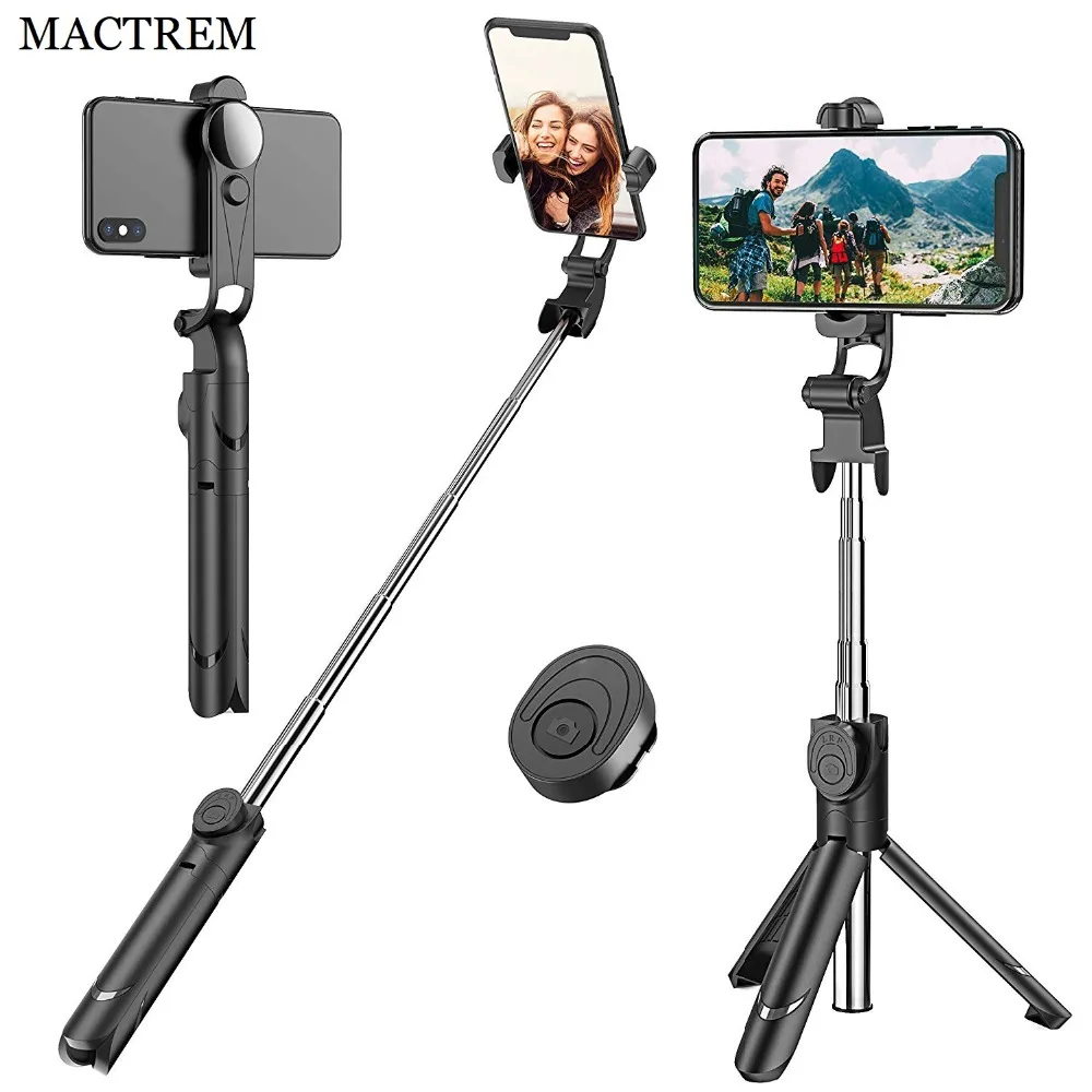 

MACTREM Wireless Bluetooth Selfie Stick Tripod Extendable with Detachable Monopod Remote Tripod Stand Selfie Stick iOS/Android