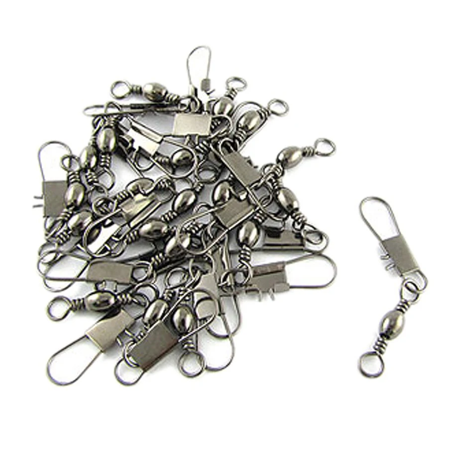 

8 Pack Grey Fishing Line to Hook Clip Connector Swivels 20PCS