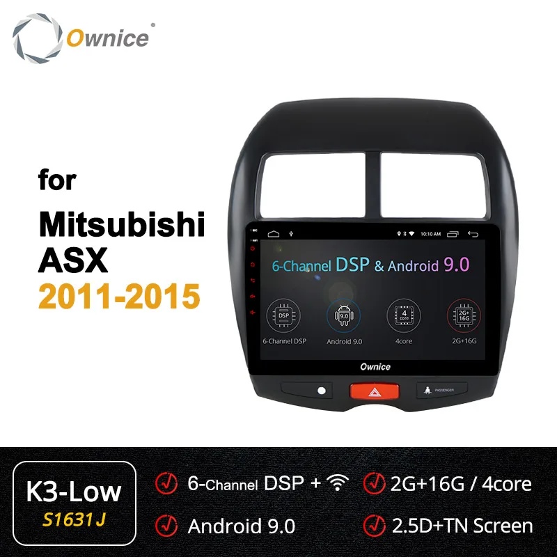 Ownice K1 K2 K3 K5 K6 Система Android 9,0 Автомобильный gps радио плеер DVD для Mitsubishi ASX 2013 4G LTE 360 панорама DSP - Цвет: S1631 K3-Low