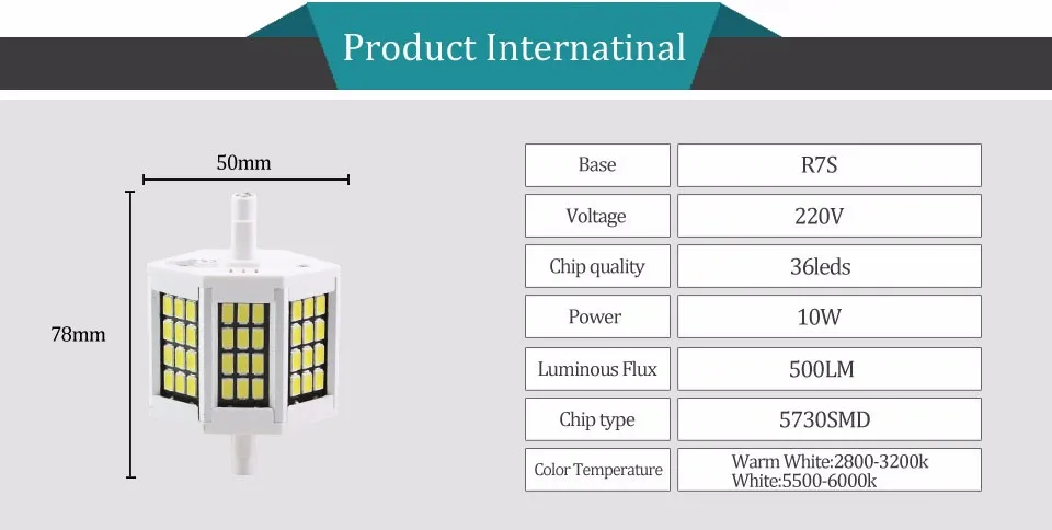 R7S светодиодный светильник 78 мм 118 мм светодиодный R7S светильник 135 мм 189 мм светодиодный лампы мощностью 10 Вт, 20 Вт, 25 Вт 30 Вт SMD5730 220V 230V Заменить Галогенные лампы наводнения светильник