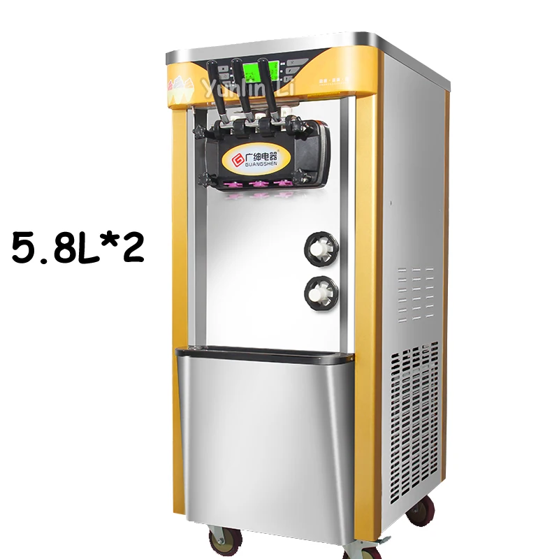 5.8L* 2 коммерческих агрегат для производства мягкого мороженого 2100 Вт автоматическая вертикальная Нержавеющая сталь 3-Цвет агрегат для производства мягкого мороженого BJH228CWD2