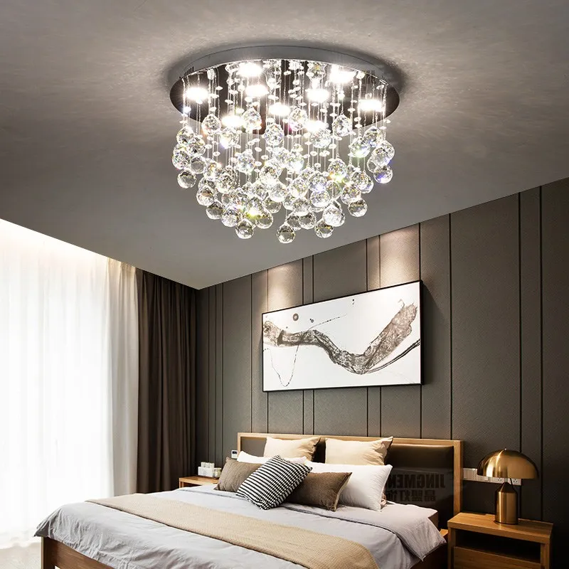 

Crystal Light led simple modern warm romantic creative round book room restaurant living room ceiling light TA9159