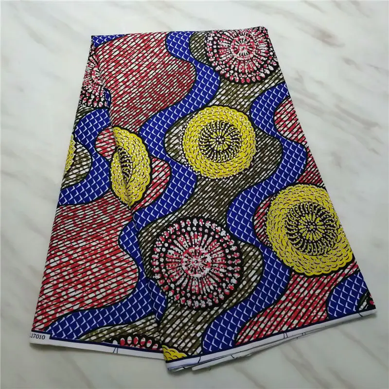 

African Wax With Stones Unique Ankara Fabric Material 6 Yards/Lot For Cloth Sewing&Crafts ! P30901