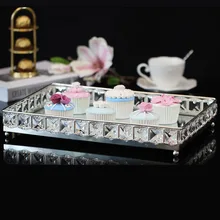 Европейская тарелка с серебро торт диск кристалл стеклянный поддон прямоугольник домашний чай лоток блюд