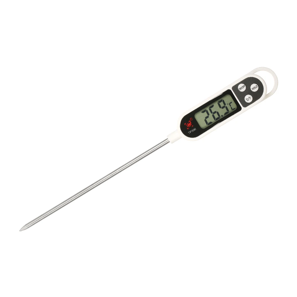 Функция удержания данных термометр для духовки цифровой мини Кухонный Термометр для еды-50C-300C тестер температуры приготовления мяса барбекю C/F - Цвет: Белый