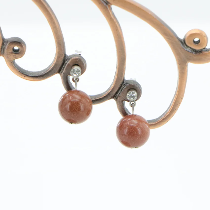 1 Natural Stone gold Sand Beads Necklace Earring ear nail Fashion DIY Jasper Chalcedony (19)