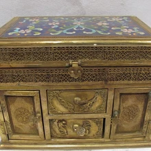 Bi003756 Китай Латунь, Медь Перегородчатой Эмали Дракон Феникс Контейнер Дело Box Грудь Бен