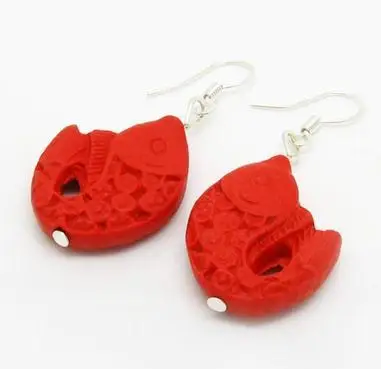 Perfect Fish Red Carved Cinnabar Earrings Fashion Women S Perfect Fish Red Carved Cinnabar Earrings Fashion Women S Lacquerware Jewelry Silver Dangle Earring C 43 In Drop From