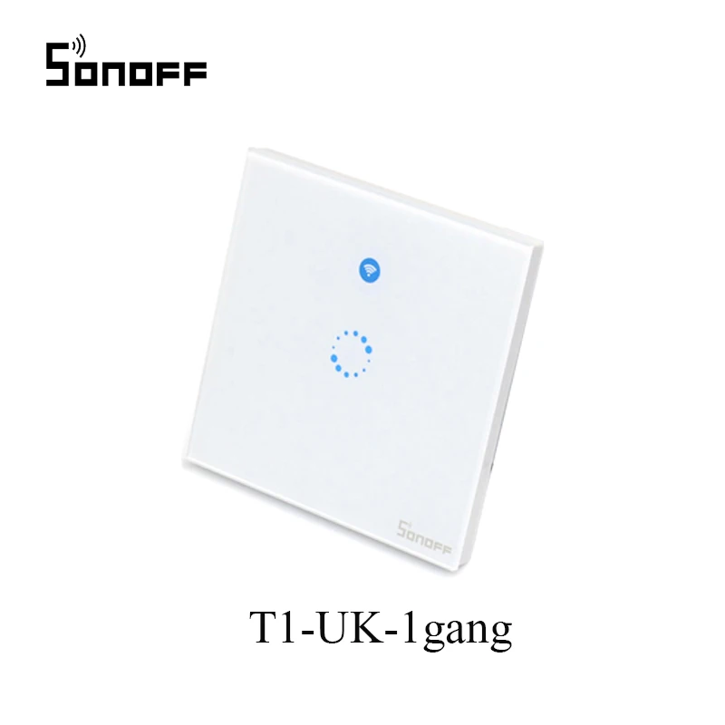 Интеллектуальный выключатель света Sonoff T1 RF переключатель Wi-Fi сенсорный Управление настенный светильник Переключатель 1/2/3 банда 86 Тип UK Панель настенный сенсорный светильник переключатель 433 МГц умный дом - Комплект: 1gang