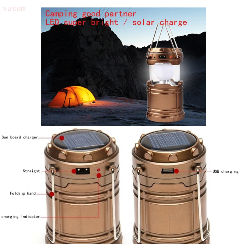 

LED solar tents light can be extended outdoor camping lights lanterns LED solar charging camping lights