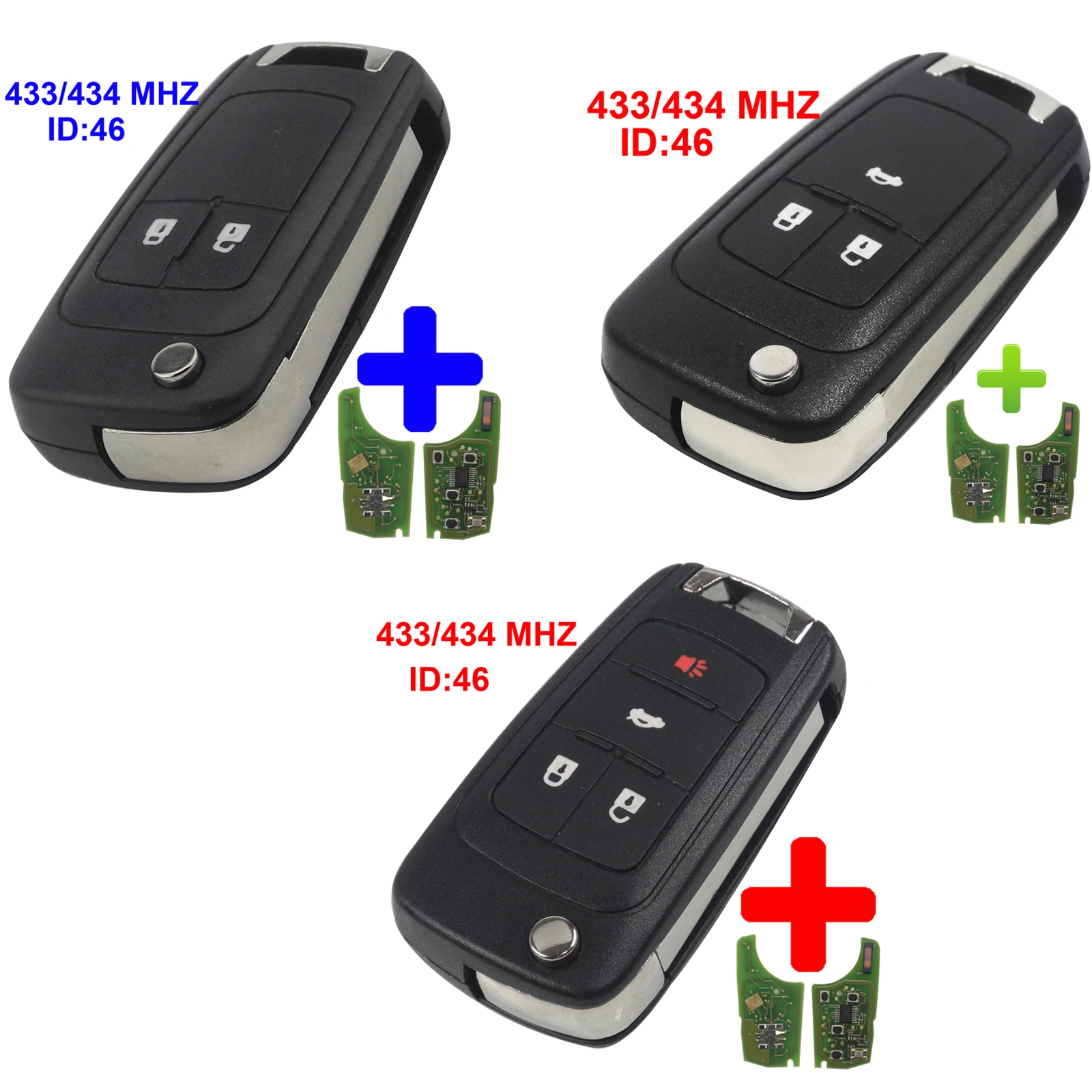 jingyuqin 2/3/4 БТН флип дистанционного управления автомобилей Key Shell PCF7937E 433MHz W / Чип ID46