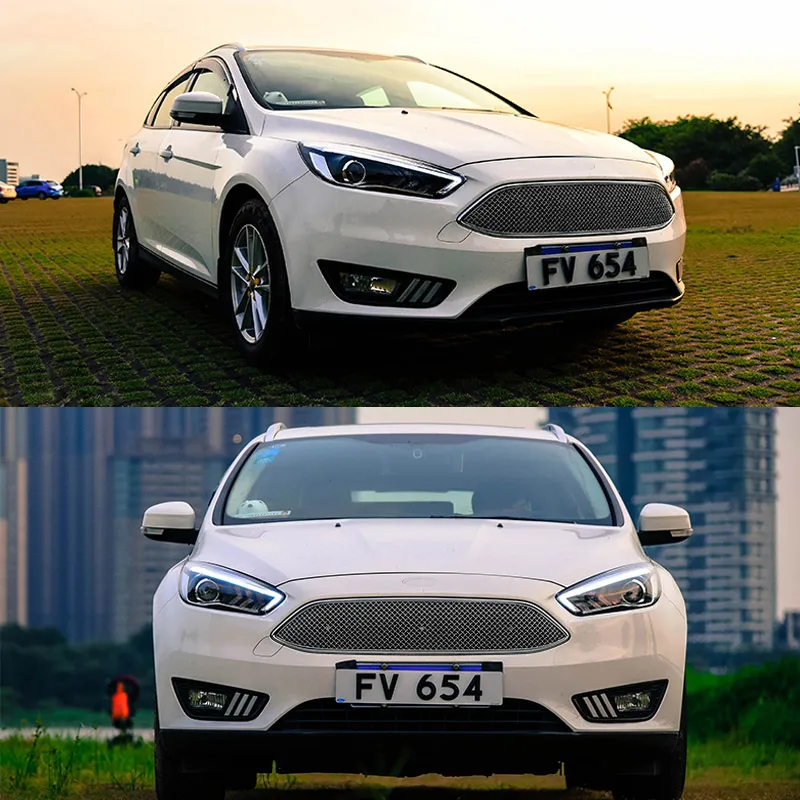 Головной светильник в сборе для Ford Focus левый и правый светодиодный ходовой светильник DRL и Желтый поворотный сигнальный светильник