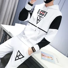 Весна осень плюс ssize Мужская Мода Досуг Одежда Комплект Длинные рукава брюки костюм мужской комплект одежды 5XL