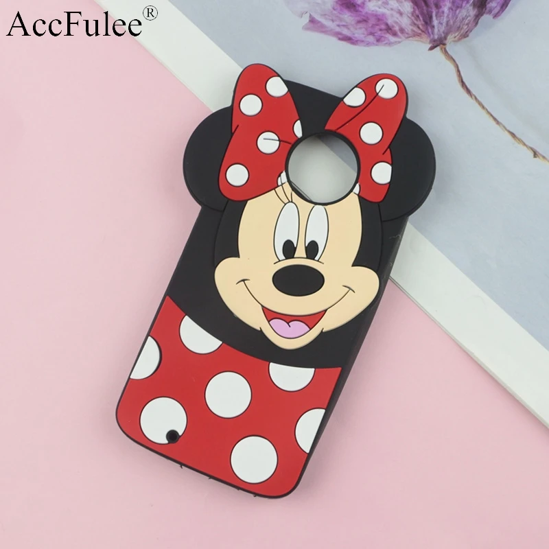 

Cute 3D Cartoon Minnie Case for Motorola Moto G5 Plus E4 Plus E5 G5S G6 Play Bowknot Soft Cover