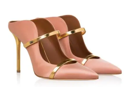 

2018 summer new women black/green/rose red/blue pointed toe high heel pumps Fashion thin heel open heel shoes Dress shoes