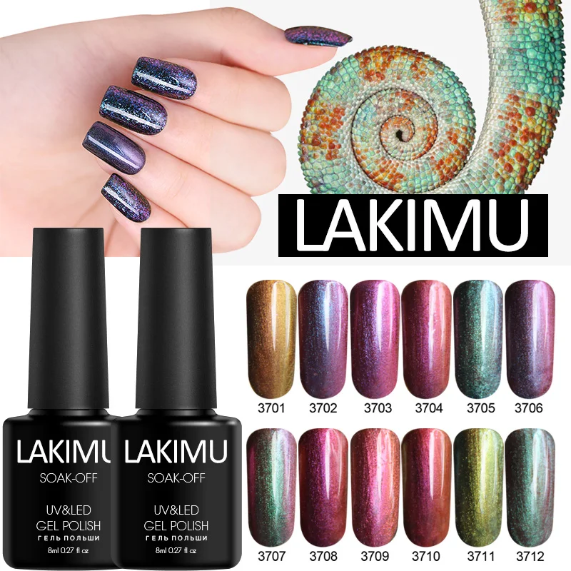 

LAKIMU 8ml 12 Color Chameleon Effect UV Gel Nail Polish Soak-off Uv Led Semi Permanent for Nails Art Everything All for Manicure