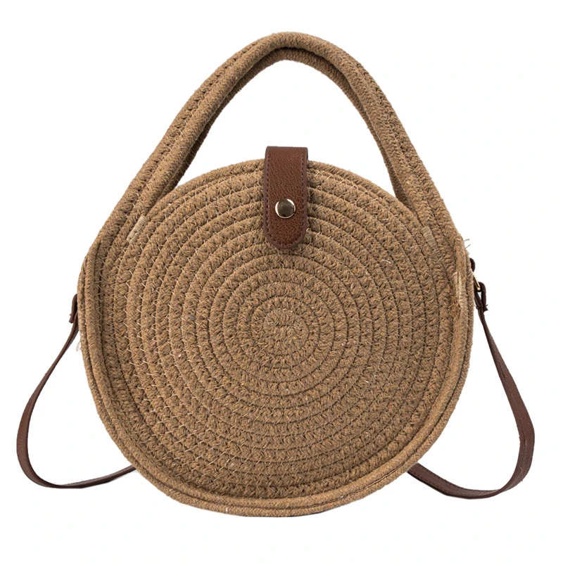 

Canvas Woven Round Straw Shoulder Bag Harajuku Fashion Handbag Crossbody Bags for Women Beach Bags bolsa feminina B022