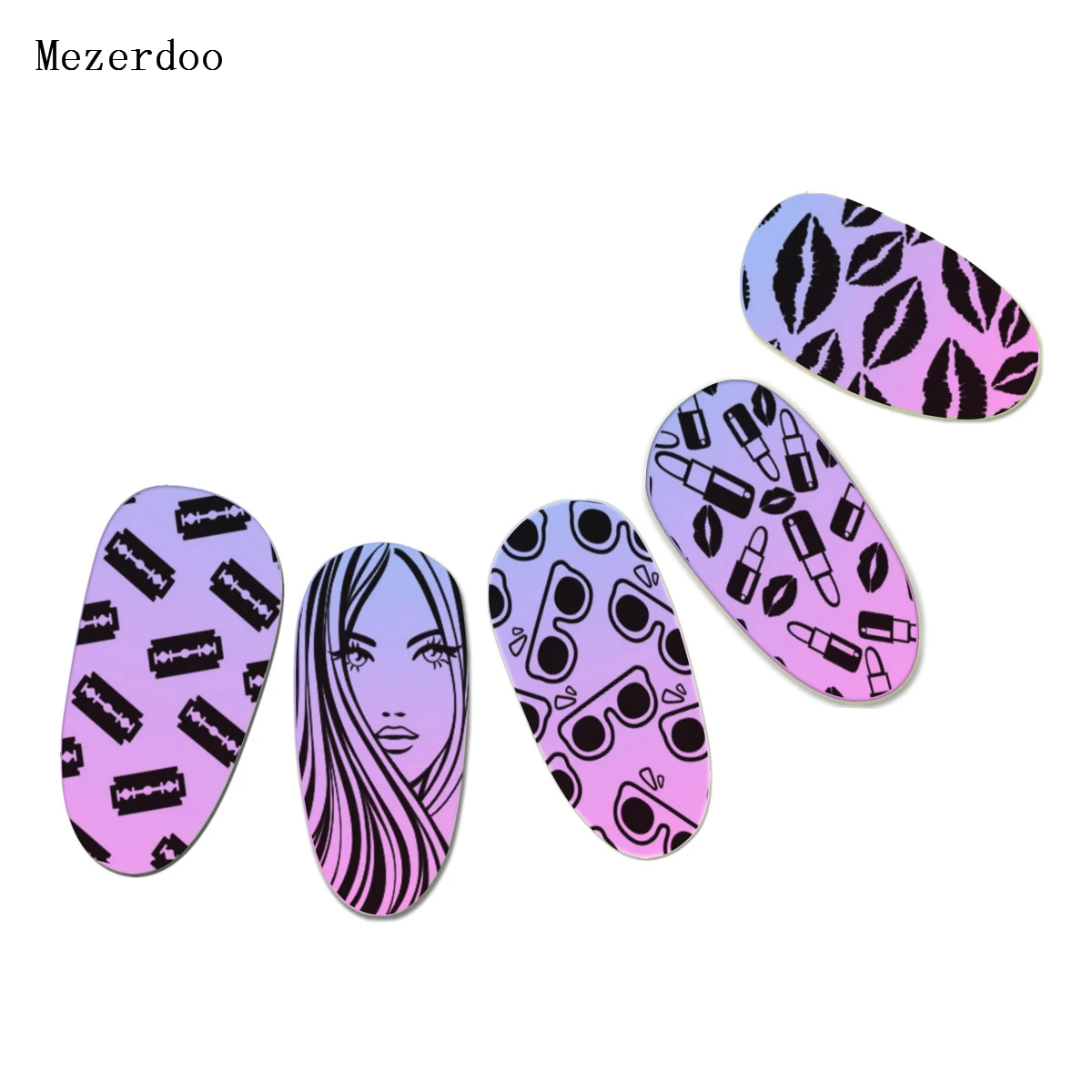 Unicorn Stamping Plate Stencil Lip Seal Ice Cream High Heels Patterns Nail Image Plates DIY Nail Template Manicure Tools C25 3