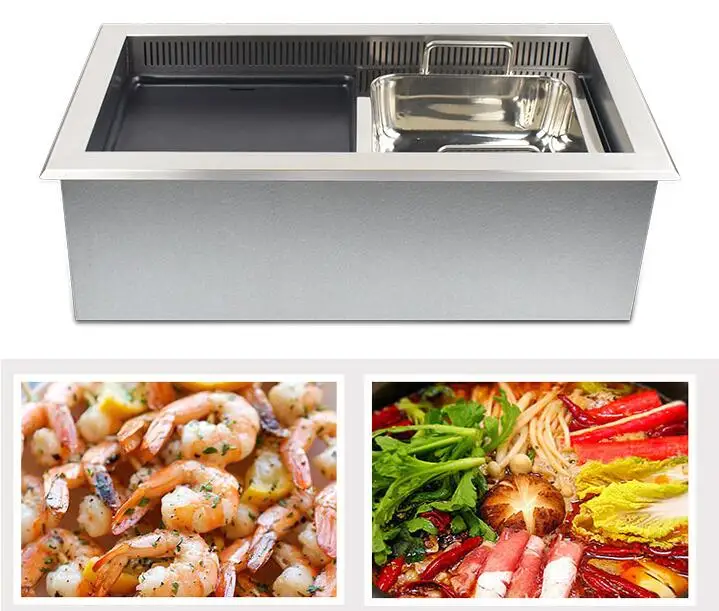 

220V 2 In 1 Electric Barbecue Grill Oven & Hot Pot Commercial Multifunctional Electric BBQ Griddle Chafing Dish EU/AU/UK