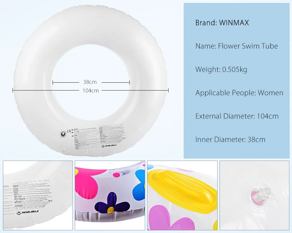 Кольца для плавания с разноцветным цветочным дизайном WINMAX, модные надувные кольца для плавания с цветочным узором, плавательные кольца ming