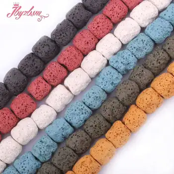 

10x14mm Column Shape Beads Lava Rock Gem Stone Beads For DIY Necklace Bracelat Jewelry Making 14.5" Wholesale Free Shipping