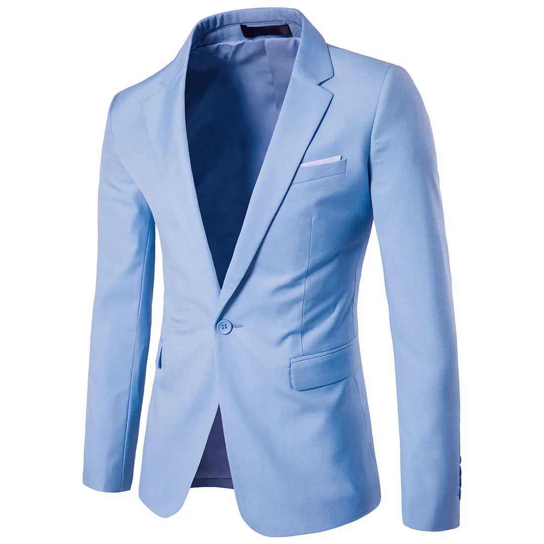Мужской Корейский приталенный модный пиджак мужской повседневный пиджак больших размеров свадебное платье черный морской синий винный красный пиджак мужской - Цвет: Light blue