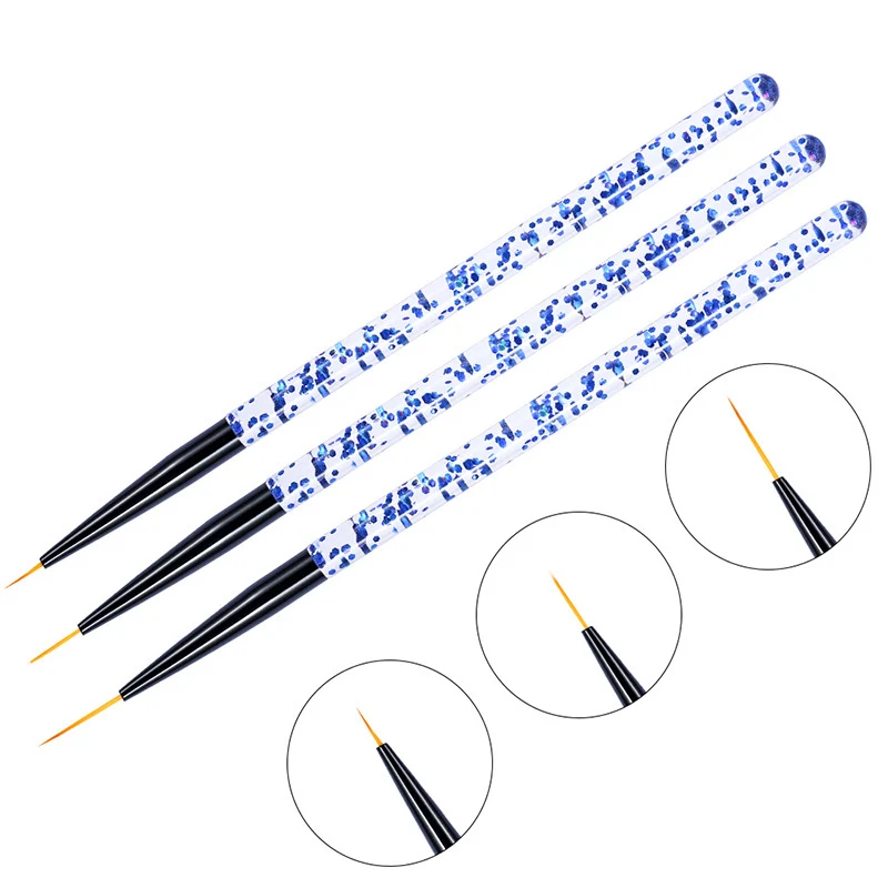 MEET ACROSS 3Pcs/set Nail Art Acrylic Liner Brush French Lines Stripes Grid Painting Drawing Pen 3D DIY Tips Manicure Tools - Цвет: SS04401