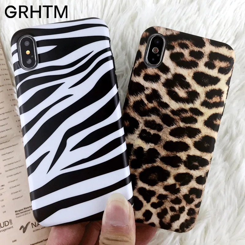 

Luxury Leopard Zebra patterm Silicon Phone Case For iphone 8 7 6 6s Plus Matte Soft Cover For iphone X Xs Max Xr Protective Case