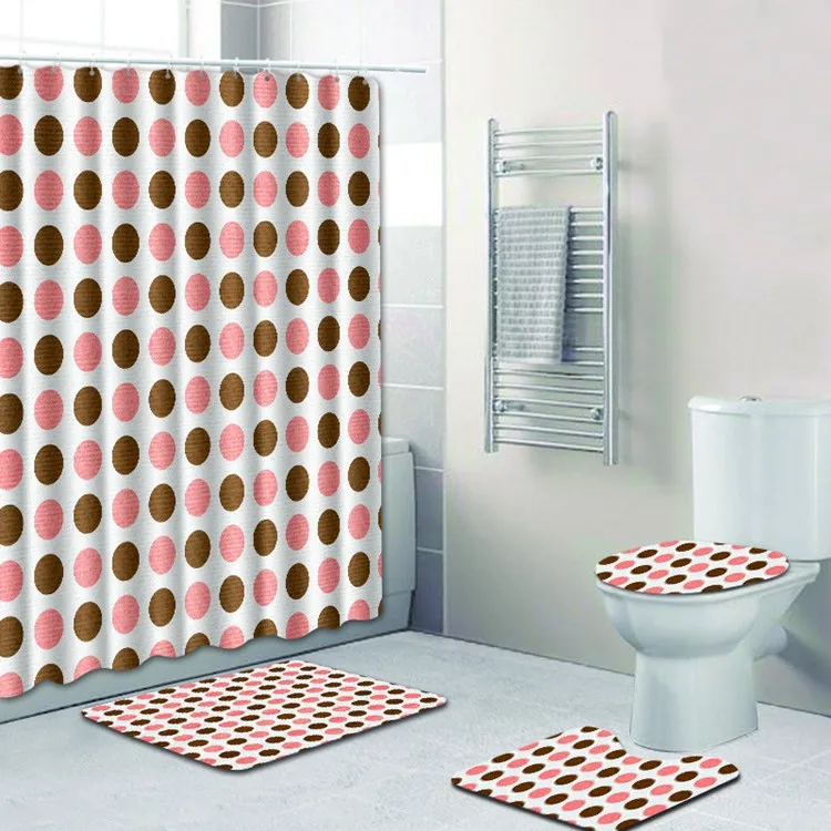 4 шт Красный Баньо коврик для ванной комнаты туалет коврик для ванной набор белый горошек Tapis Salle De Bain Alfombra Bano Tapete Banheiro