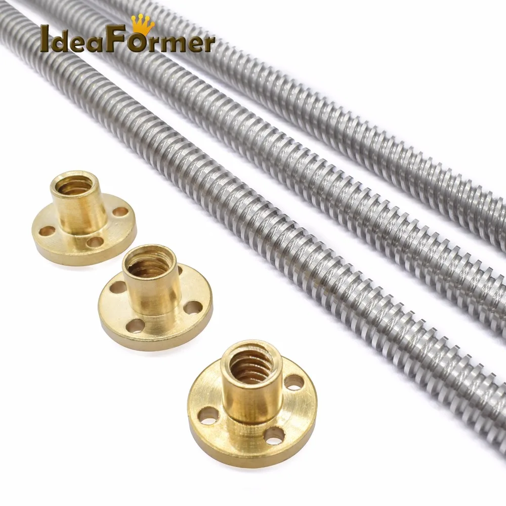 

5pcs/lot Lead Trapezoidal Screw Copper Nuts 8mm 3D Printers Parts 150mm 200mm 250mm 300mm 350mm 400mm 500mm Leadscrew Part