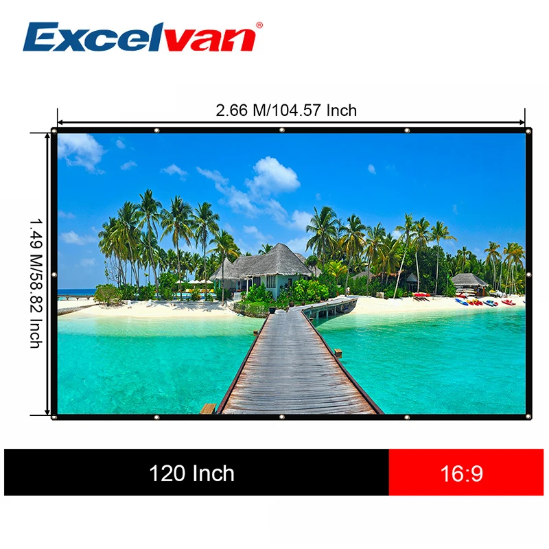 Портативный домашний кинотеатр Excelvan 120 дюймов 3D HD видеопроектор моющийся