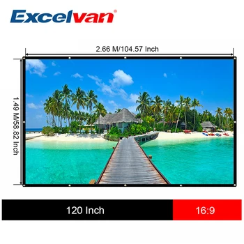 

Excelvan 120 inch Projection Screen Portable Home Cinema Curtain 3D HD Video Beamer Screen Washable Canvas Wall Mounted Foldable