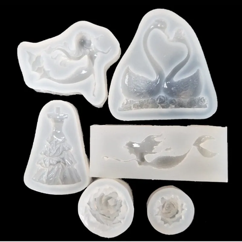 

Variety of mirrors Mermaid Swan Epoxy UV glue clay silicone mold jewelry mobile phone shell accessories pendant